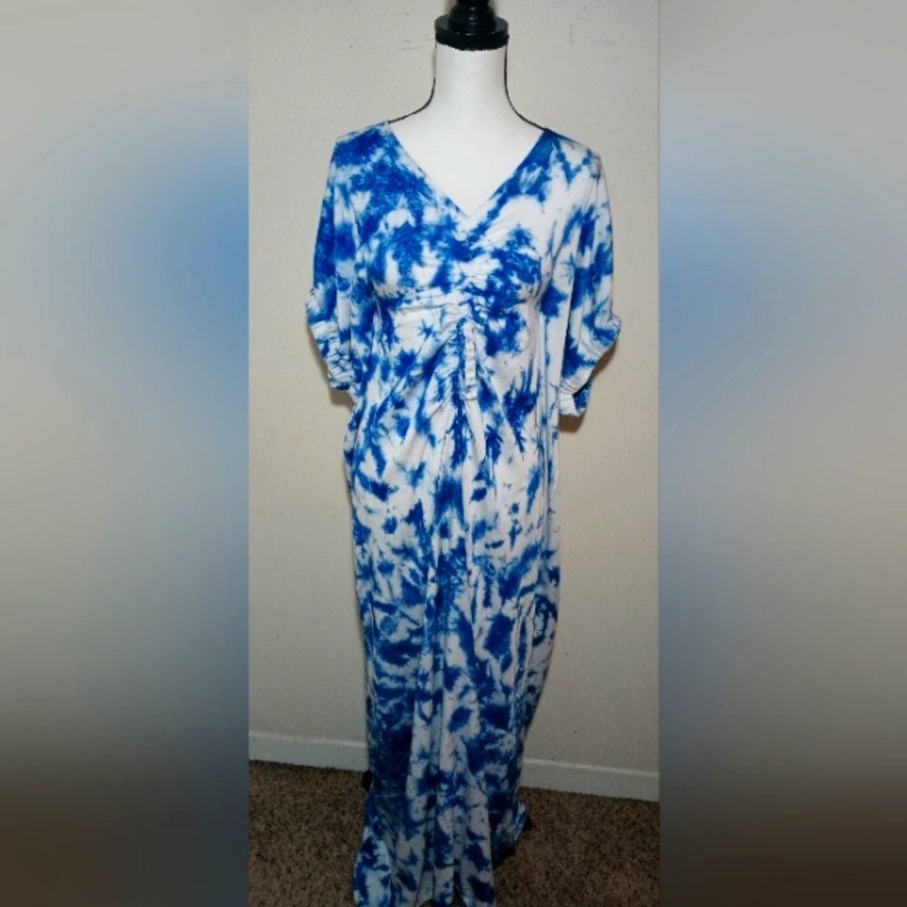New Handmade Tie Dye Kimono with Inside Bustline Tie (2X-3X)
